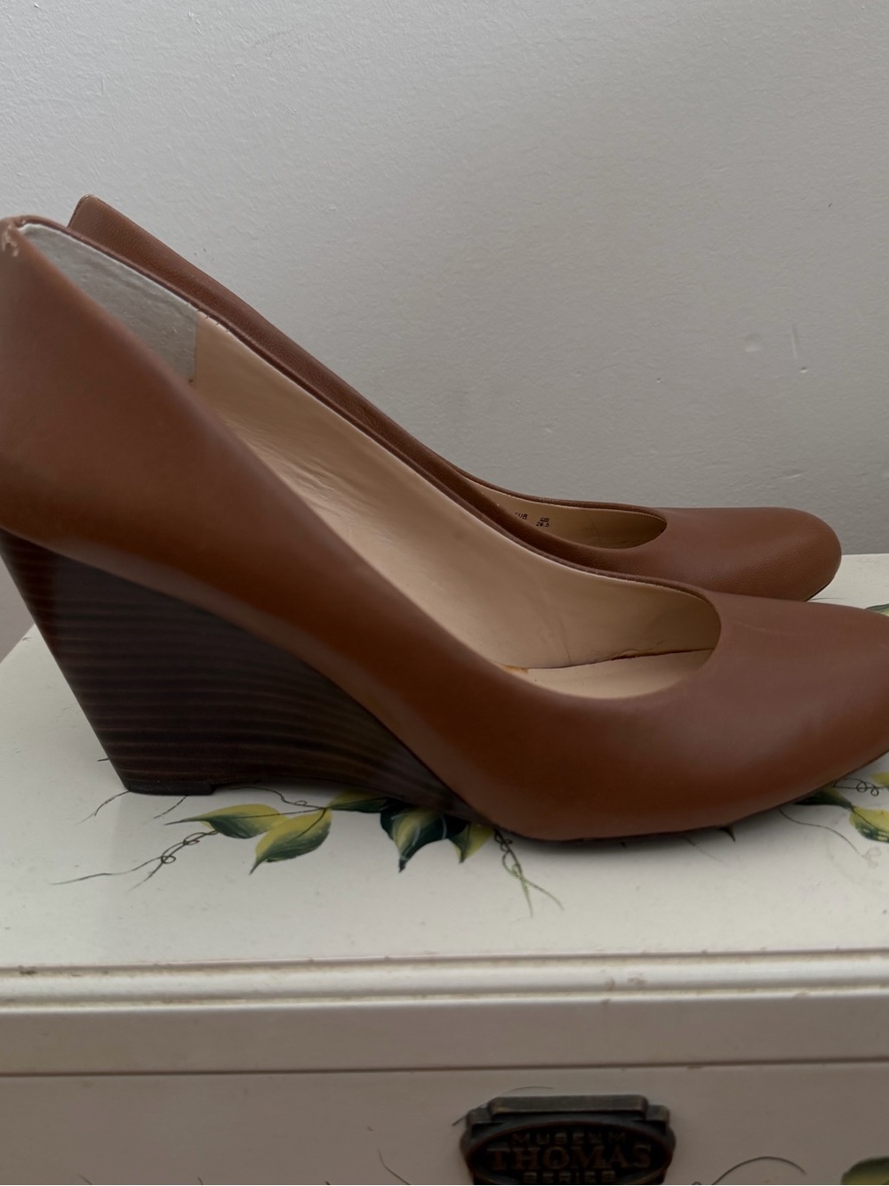 Franco Sarto Cognac Brown Wedge Pumps